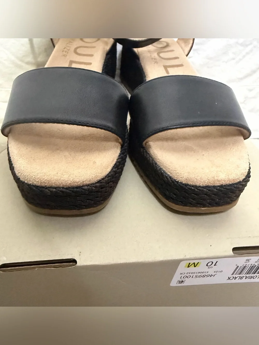 SOUL Naturalizer Gloria Black Ankle-Strap Wedge Sandals Size 10 NEW